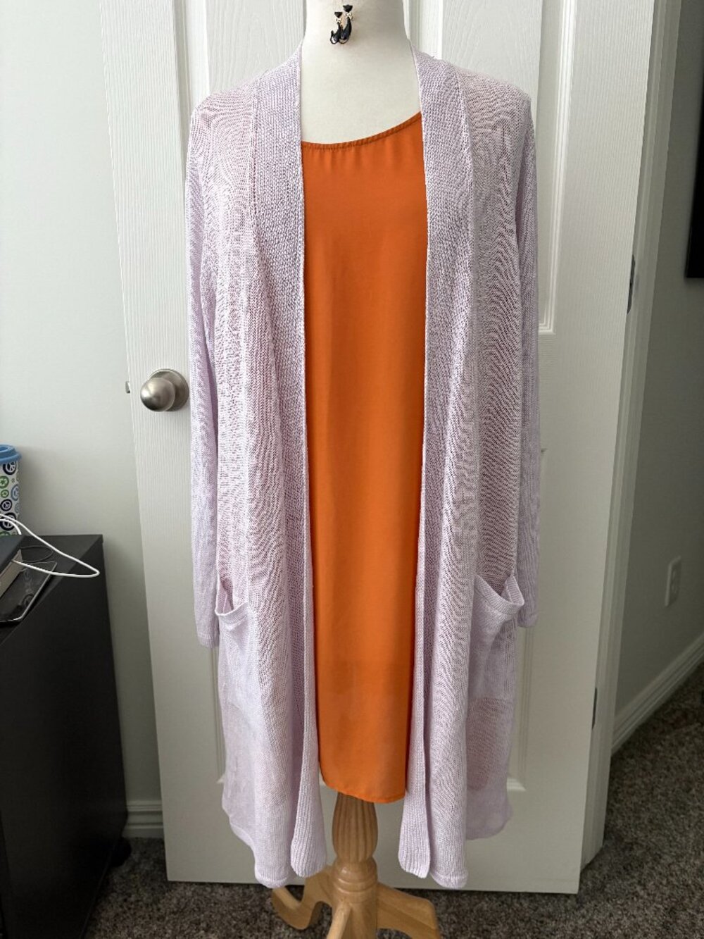 J. Jill Open Front Duster Pale Orchid Size L NWT